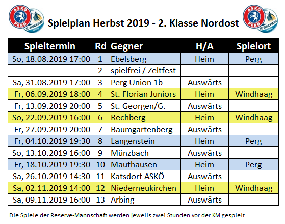 Spielplan Herbst 2019